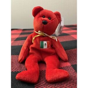 1999 Ty Osito the Bear 4244 Beanie Baby 8.5" Red Mexico Plush Toy Stuffed Animal